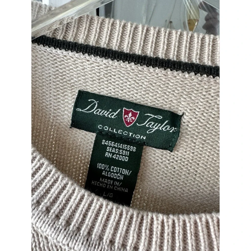 Vintage David Taylor Sweater Size Large Grey‎ Crewneck Pullover Classic USA 90s